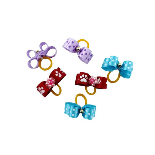 20pcs Dual-layer Pet Dog Hair Bows Accessories With Rubber Bands