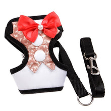 Load image into Gallery viewer, Pet Chest Strap Dog Walking Harness Fashion Red Bow Tie Tuxedo Dog Collar Harness Houndstooth Puppy Vest Harness