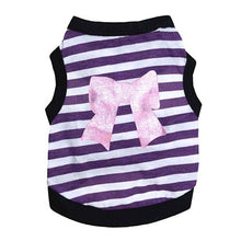 Load image into Gallery viewer, Bow Striped Dogs Spring Summer Pet Clothes For Small Cat Dog puppy Pet Dog Shirt Puppy Cat Vest Shirt